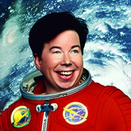 Prompt: Michael mcintyre on steroids in space