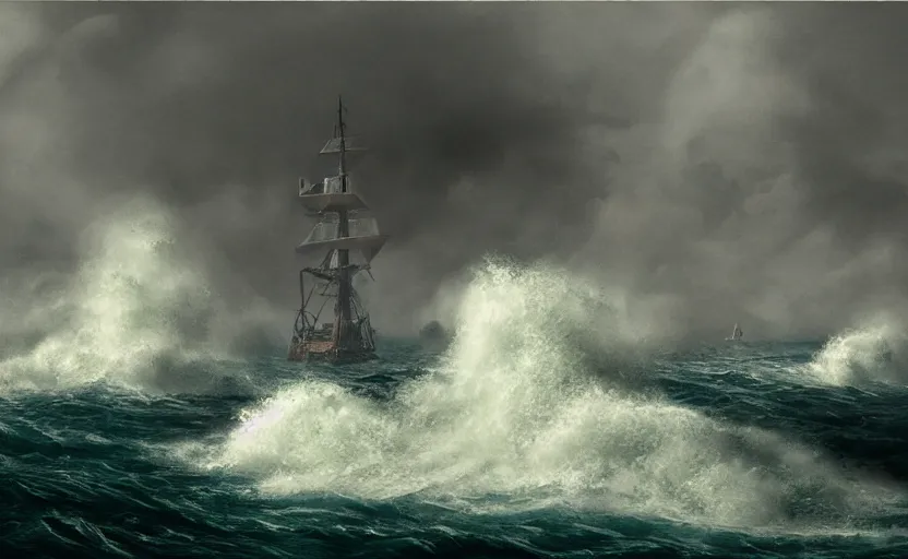 middle of the ocean, large waves, battle between two | Stable Diffusion ...