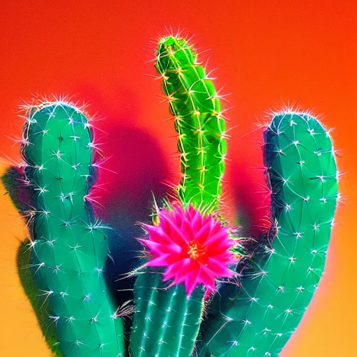 Prompt: neon sticky cactus