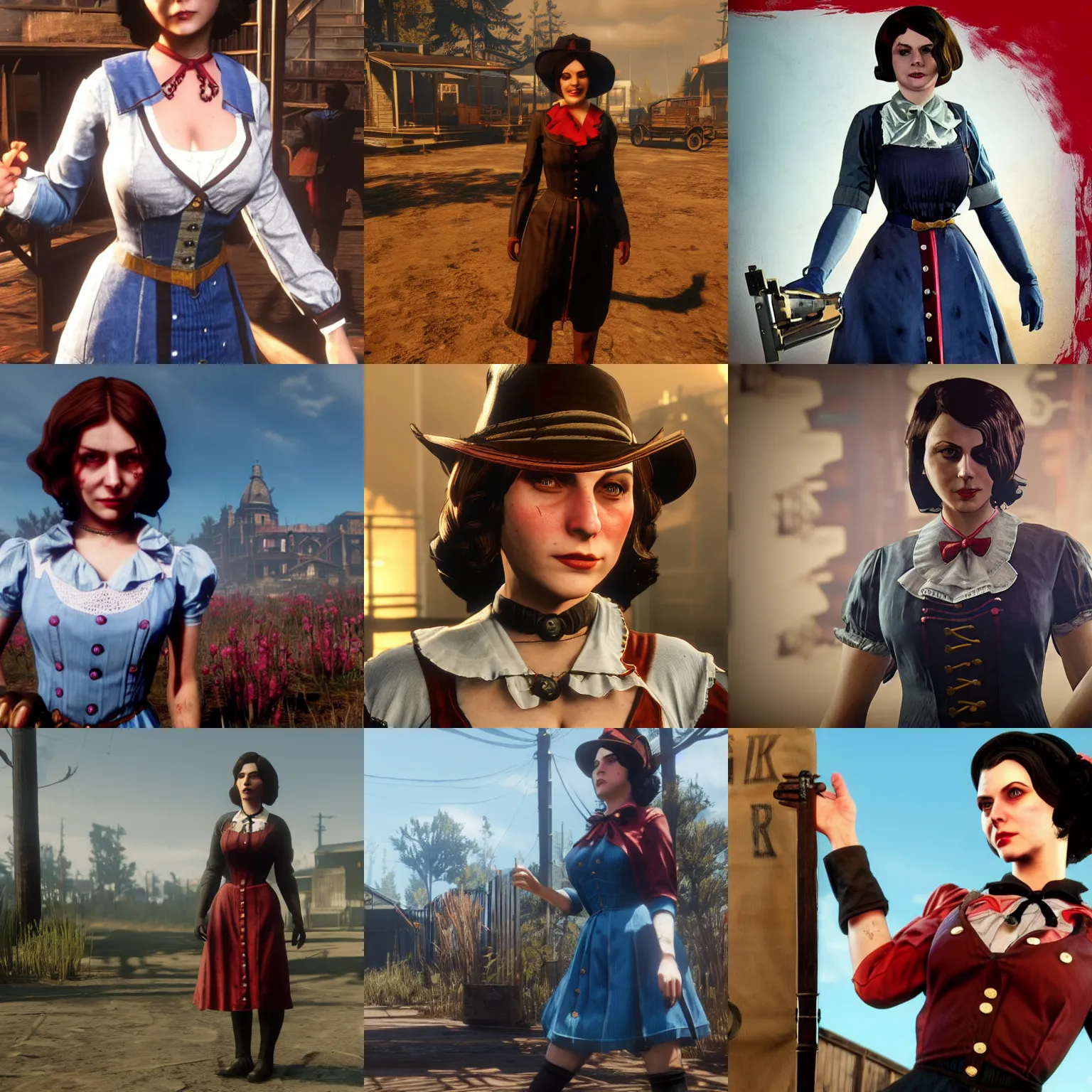 Prompt: Elizabeth from Bioshock in Red Dead Redemption 2