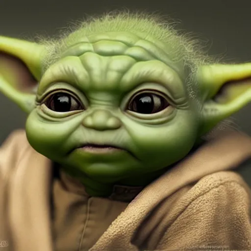 photo realistic image of a baby yoda, stunning 3 d