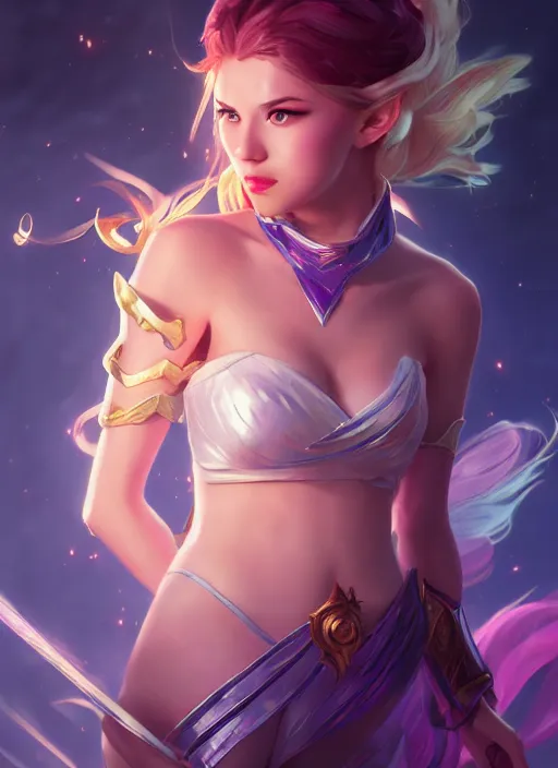 Image similar to lux fortune from league of legends, half body shot, path traced, realistic, highly detailed, high quality, digital painting, hd, alena aenami, lilia alvarado, shinji aramaki, karol bak, alphonse mucha, tom bagshaw