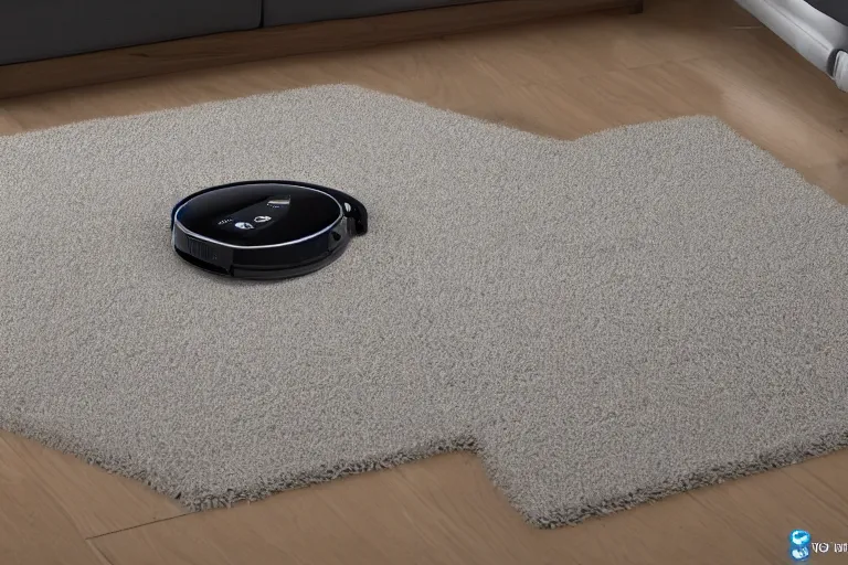 Image similar to a high detailed picture of a robot vacuum cleaner in a living room, 8k, very detailed, photo realistic