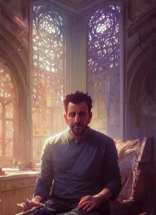 Image similar to highly detailed portrait of issam harris, stephen bliss, unreal engine, fantasy art by greg rutkowski, loish, rhads, ferdinand knab, makoto shinkai and lois van baarle, ilya kuvshinov, rossdraws, tom bagshaw, alphonse mucha, global illumination, radiant light, detailed and intricate environment