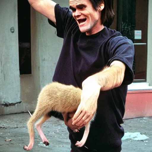 Prompt: jim carrey juggling dead kittens