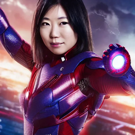 Prompt: Mayu Iwatani joins the Avengers , promo photo, hyper detailed, octane render, 4k, dramatic, cinematic lighting