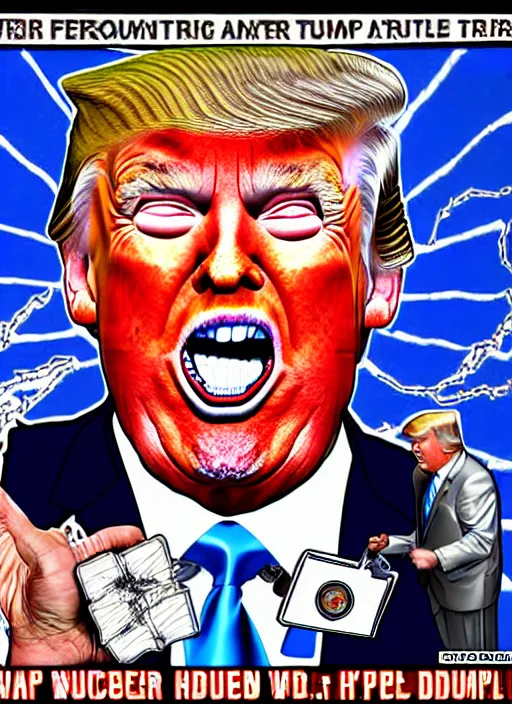 Image similar to david dees conspiracy image featuring donald trump and nuclear waste, hyper detailed