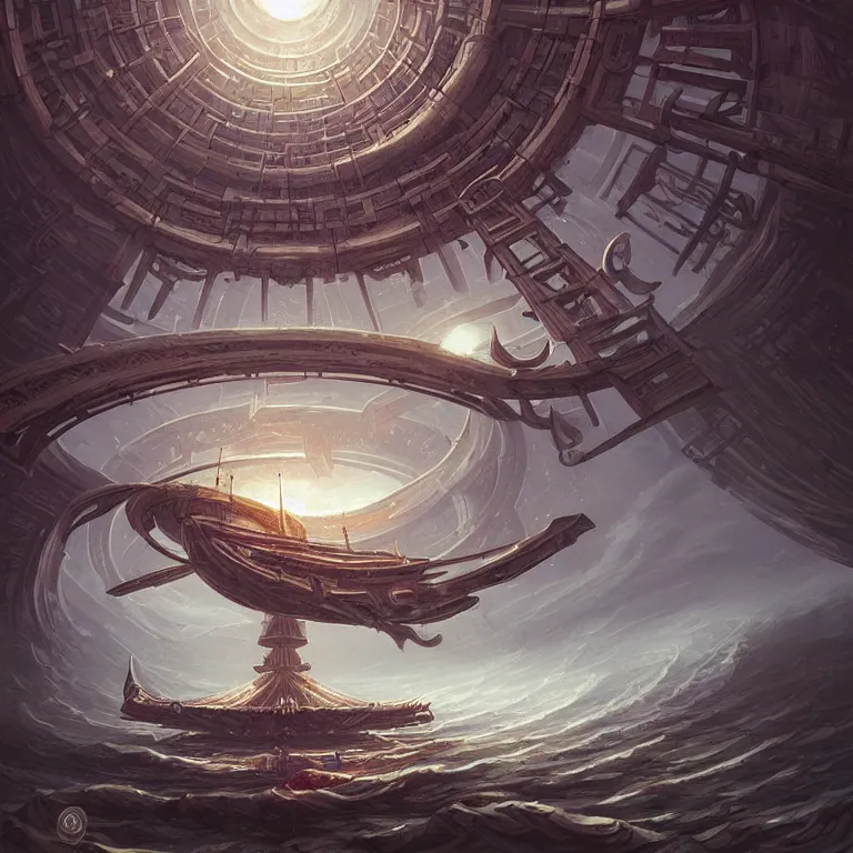 Image similar to Giant Floating Circular Ancient Sacred Calligraphy Structure by Andreas Rocha