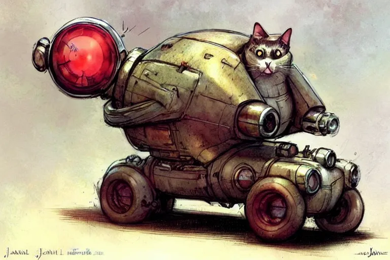 Image similar to adventurer ( ( ( ( ( 1 9 5 0 s retro future robot android fat rat wagon. versus evil cat. muted colors. ) ) ) ) ) by jean baptiste monge!!!!!!!!!!!!!!!!!!!!!!!!! chrome red