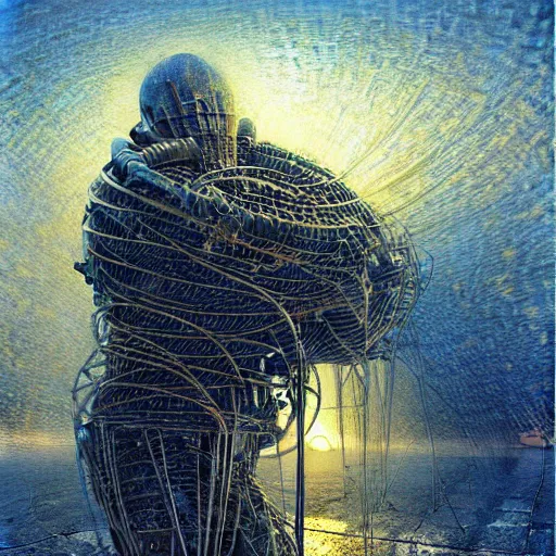 Image similar to master of harpoons, atmospheric lighting, painted, intricate, golden and blue hour, ultra detailed by peter gric, giger, enki bilal