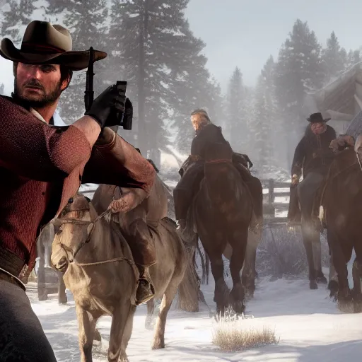 Prompt: Film still of Henry Cavill, from Red Dead Redemption (2018 video game)