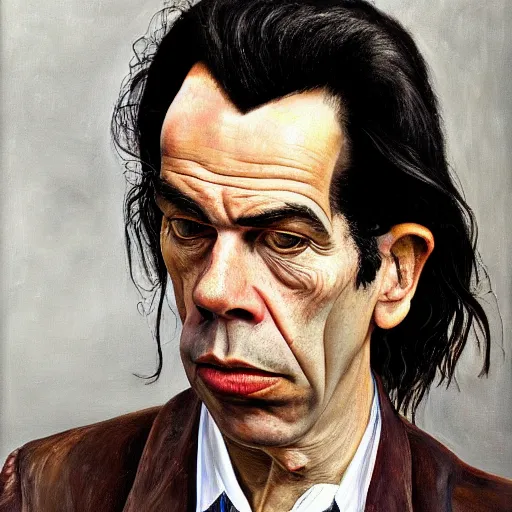 Image similar to high quality high detail painting by lucian freud, hd, nick cave