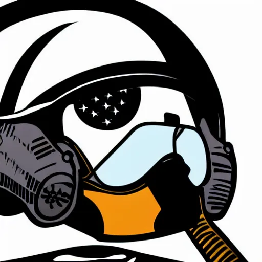 Prompt: a buzzard wearing an f - 1 6 fighter pilot's helmet, digital illustration, vector art