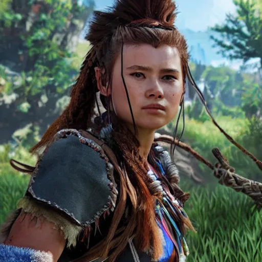 Image similar to Aloy of horizon zero dawn really exist, photorealism, detailed, portrait