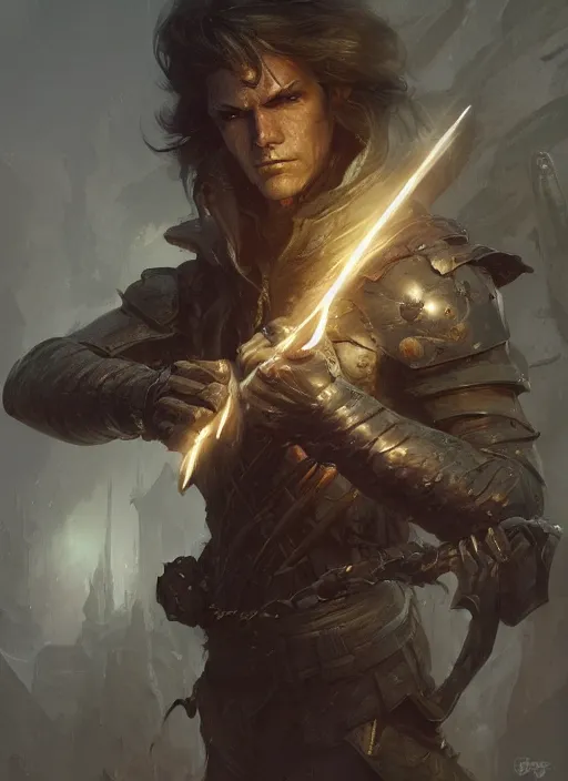 Image similar to fantasy male rogue, dim light, front game card, marvel comics, dark, intricate, highly detailed, smooth, artstation, digital illustration by ruan jia and mandy jurgens and artgerm and wayne barlowe and greg rutkowski and zdislav beksinski