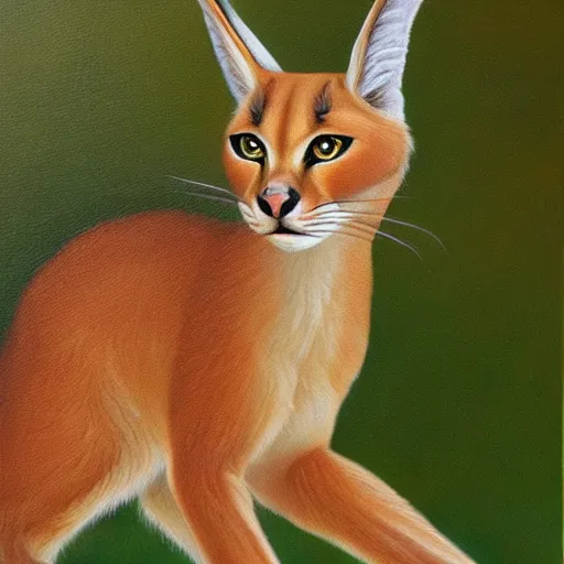 Image similar to cute caracal, oil painting by Raphael Santi