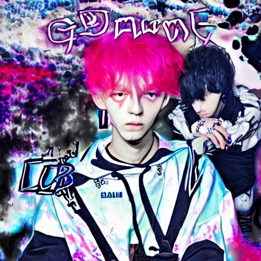 Prompt: drain gang bladee cover art aesthetics