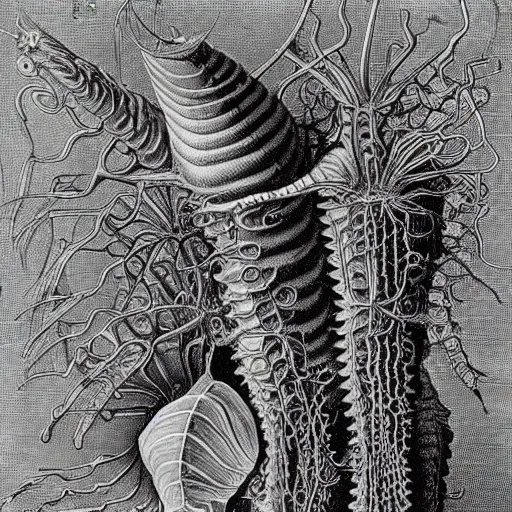 Prompt: technicolor venus flytrap, by Ernst Haeckel, by M.C. Escher, beautiful, eerie, surreal, colorful