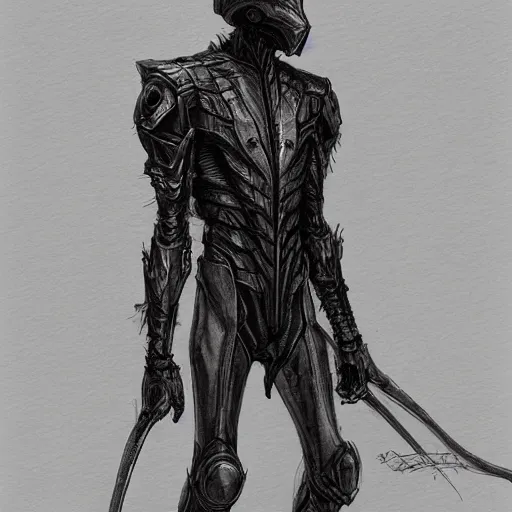 Image similar to concept art, long thin legs, large shoulders, concept design, sketch, male, science fiction suit, helmet, arthur rackham, trending on artstation