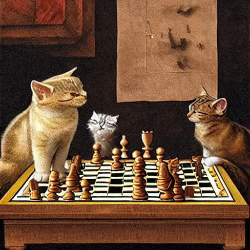 Cat Playing Chess, AI Generated Art Print for Sale by JacobJGuzman