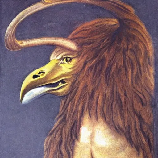 human / eagle / lion / ox hybrid with two horns, one | Stable Diffusion |  OpenArt