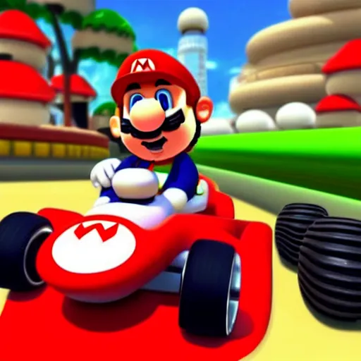 Image similar to capybara driving porsche in mario kart