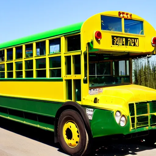 Image similar to a green school bus