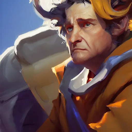 Image similar to greg manchess portrait painting of bilbo beutlin as overwatch character, medium shot, asymmetrical, profile picture, organic painting, sunny day, matte painting, bold shapes, hard edges, street art, trending on artstation, by huang guangjian and gil elvgren and sachin teng