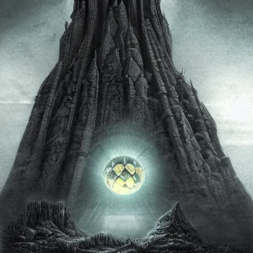 Image similar to the wicked, weird, strange, odd tower, fantasy surrealist landscape