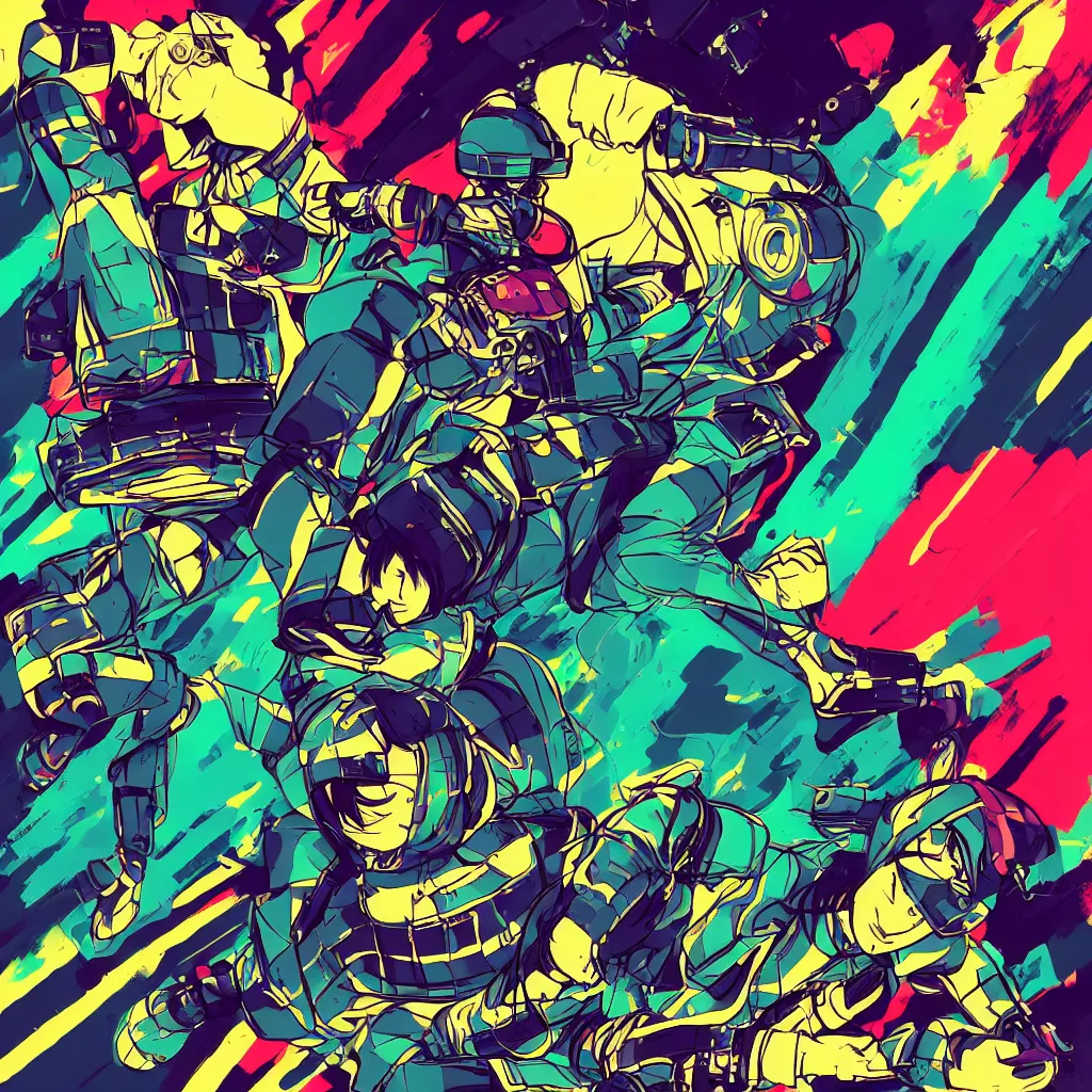 Image similar to in love ryuta ueda artwork, jet set radio artwork, stripes, gloom, space, cel - shaded art style, broken rainbow, data, minimal, speakers, code, cybernetic, dark, eerie, cyber