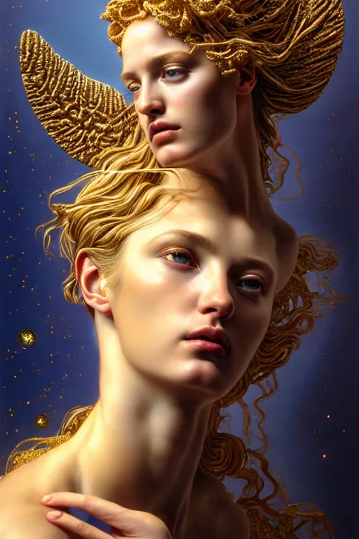 Image similar to hyperrealistic mixed media painting of beautiful greek goddess Venus, full body, stunning 3d render inspired art by P. Craig Russell and Barry Windsor-Smith + perfect facial symmetry + dim volumetric lighting, 8k octane beautifully detailed render, post-processing, extremely hyperdetailed, intricate, epic composition, grim yet sparkling atmosphere, cinematic lighting + masterpiece, trending on artstation, very very detailed, masterpiece, stunning