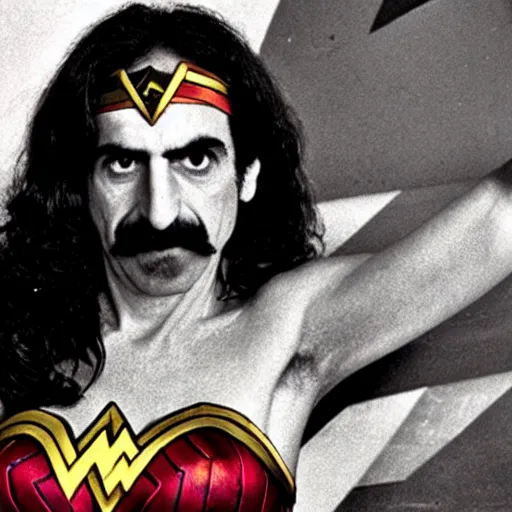 Image similar to Frank Zappa as Wonder Woman