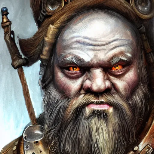 Image similar to a detailed portrait painting of the dwarf bardin goreksson from vermintide 2 video game steampunk engineer, artstation, 8 k, fantasy