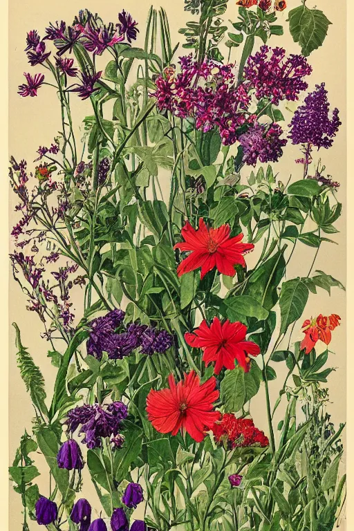 Image similar to vintage botanical poster of wild flowers