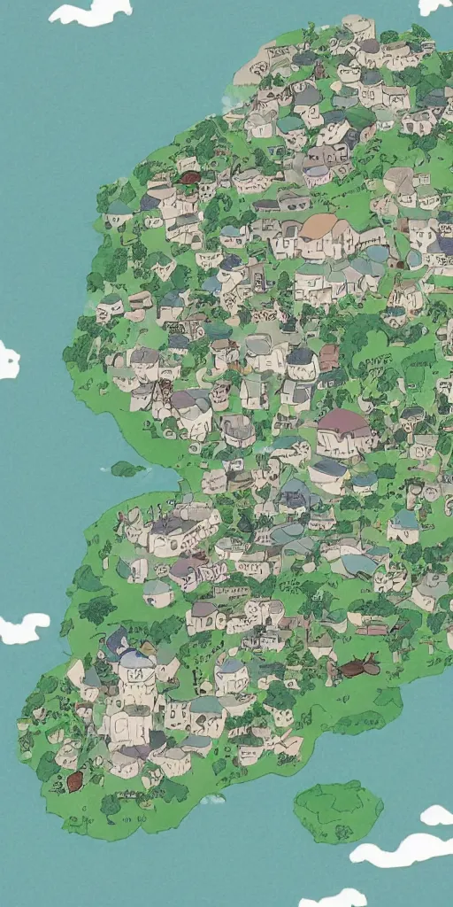 Prompt: a map of latent space in the style of studio ghibli