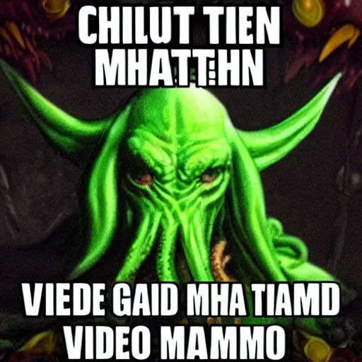 Prompt: Cthulhu getting mad while playing video games