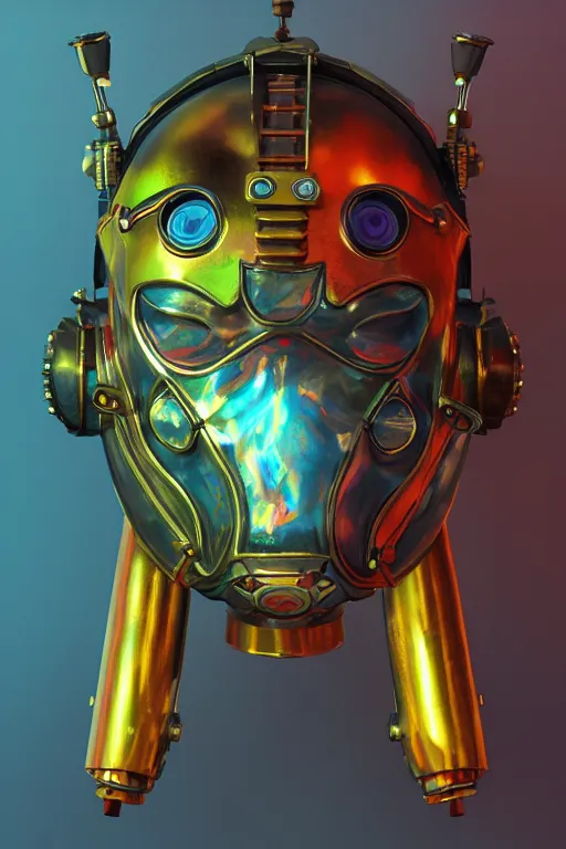 Image similar to colorful vivid steampunk mask minimalist fantasy art robot ninja helmet, global illumination ray tracing hdr fanart arstation by sung choi and eric pfeiffer and gabriel garza and casper konefal