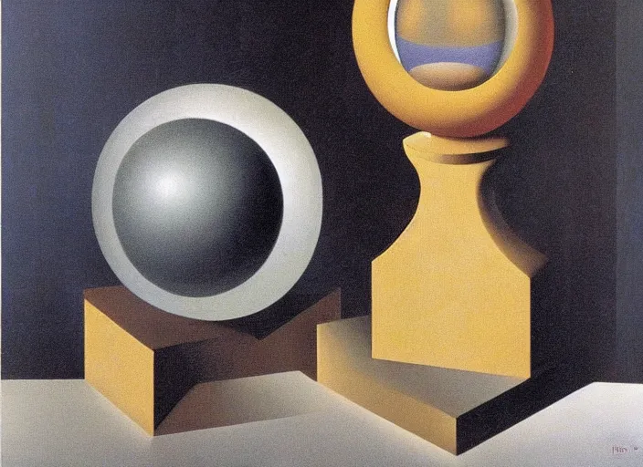 Image similar to the study of a spherical pagan cube and occult background by salvadore dali and rene magritte