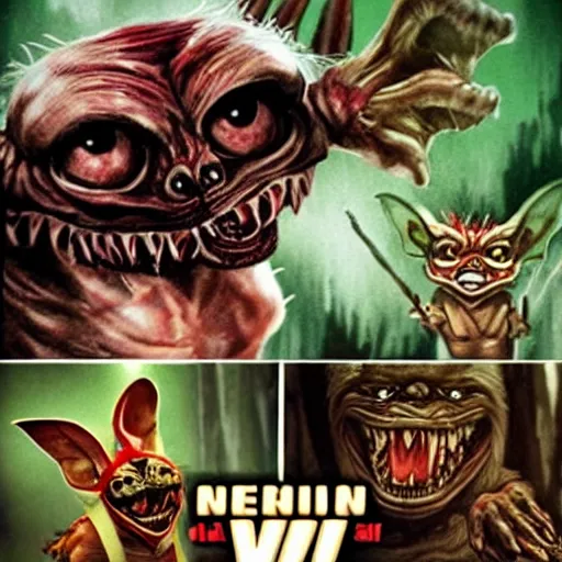 Image similar to gremlins vs predator