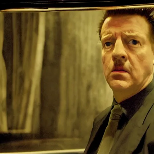 Image similar to movie still of a villain man, facial expression, cinematic composition, cinematic light, surreal cinema, by edgar wright and david lynch,