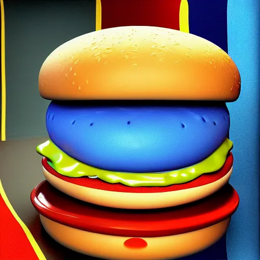Prompt: blue McDonald's BigMac, 4k realistic photo