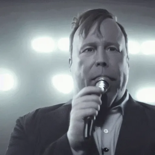 Prompt: alex jones in the lone digger music video by caravan palace, youtube screenshot