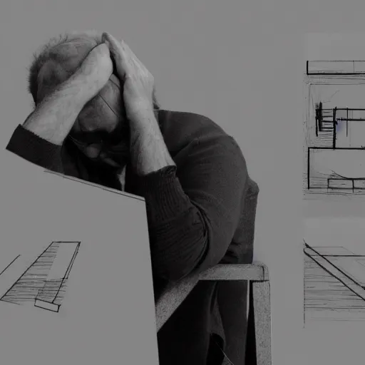 Image similar to portrait of an exhausted architect