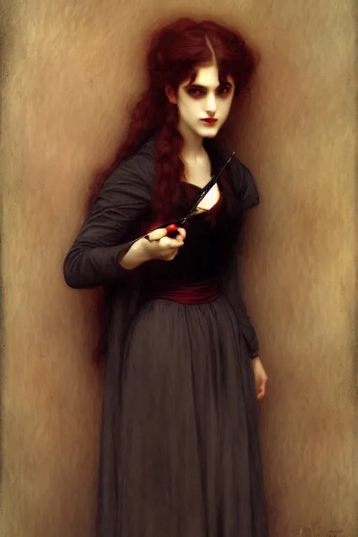 Image similar to victorian vampire, painting by rossetti bouguereau, detailed art, artstation