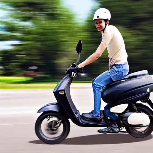 Prompt: delivery driver on moped delivering packages, extremely high quality, artistic rendering, cartoon, sharp, no blur, edited, white background