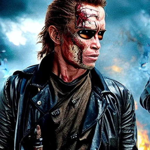 Image similar to A still of The Terminator in Pirate's of the Caribbean movie