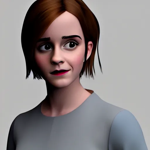 Prompt: 3 d render of emma watson in the style of pixar movies