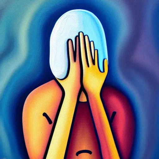 Image similar to abstract illustration of mental illness, oil painting on canvas, isolation, loneliness