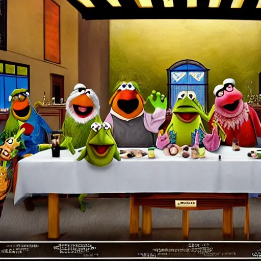 Image similar to the last supper with muppets