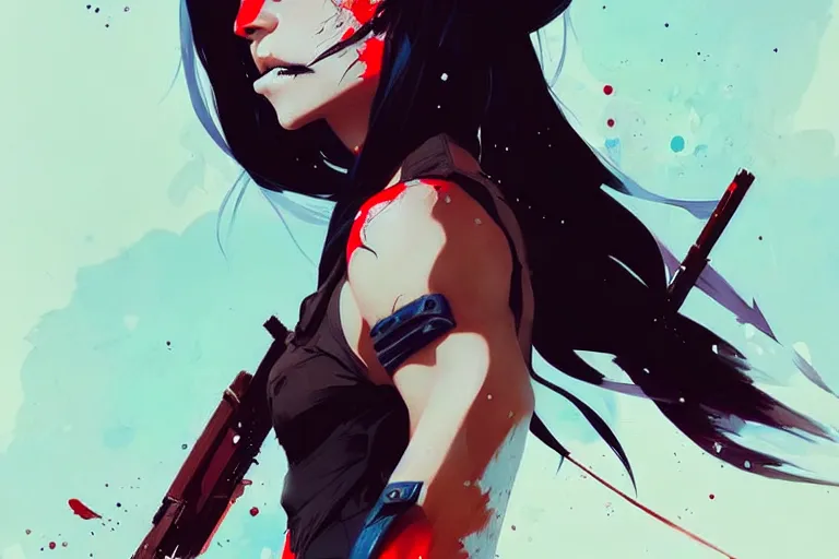 Prompt: a ultradetailed painting of an assassin girl by conrad roset, greg rutkowski and makoto shinkai trending on artstation